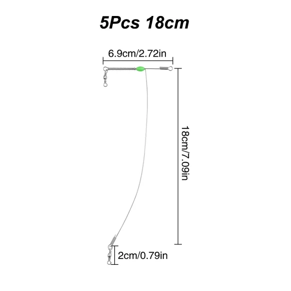 5Pcs Fishing Wire Leader Rigs Stainless Steel Fishing Rigs with Barrel Swivels Glow Beads Fishing Lures Baits Hooks Connector - Hình ảnh 9