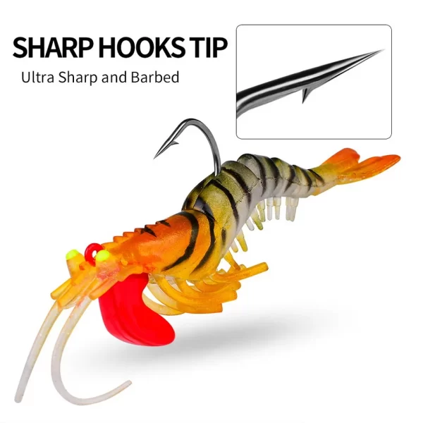 Mồi Tôm Silicone Phát Sáng – Mồi Giả Mềm Bionic Đầu Jig Kim Loại - Hình ảnh 19