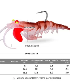 Alternative view of Mồi Tôm Silicone Phát Sáng – Mồi Giả Mềm Bionic Đầu Jig Kim Loại
