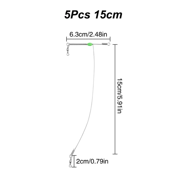 5Pcs Fishing Wire Leader Rigs Stainless Steel Fishing Rigs with Barrel Swivels Glow Beads Fishing Lures Baits Hooks Connector - Hình ảnh 8