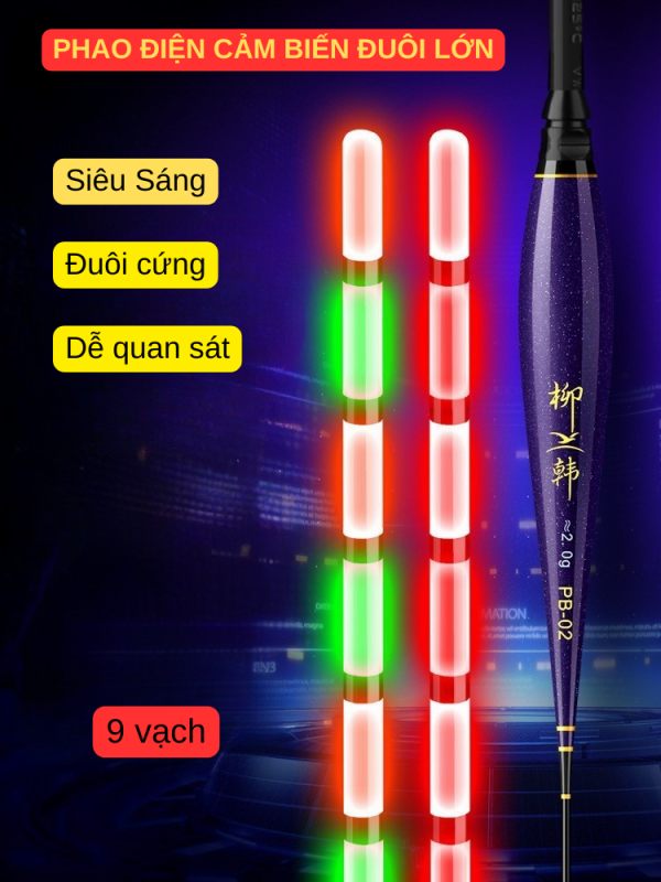 Phao Điện Cảm Biến Đuôi Lớn 9 Vạch – Siêu Sáng, Quan Sát Rõ Dưới Nước