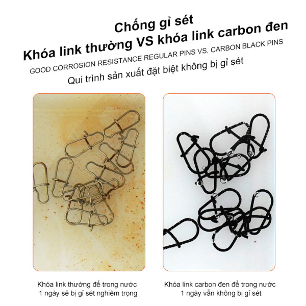 Khóa Link Carbon Đen SEMBO LURE - Chống Gỉ Sét, Siêu Bền - Ảnh 5