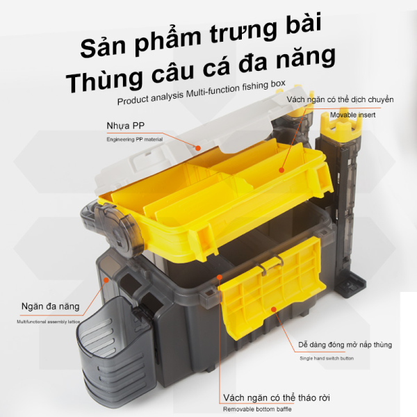 Hộp Đựng Dụng Cụ Câu Cá Đa Năng SEMBO MB-70S SPECIAL COLOR (Phiên bản màu đặc biệt - Gen 2) - Ảnh 6