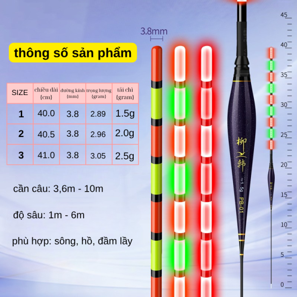 Phao Điện Cảm Biến Đuôi Lớn 9 Vạch – Siêu Sáng, Quan Sát Rõ Dưới Nước - Ảnh 3