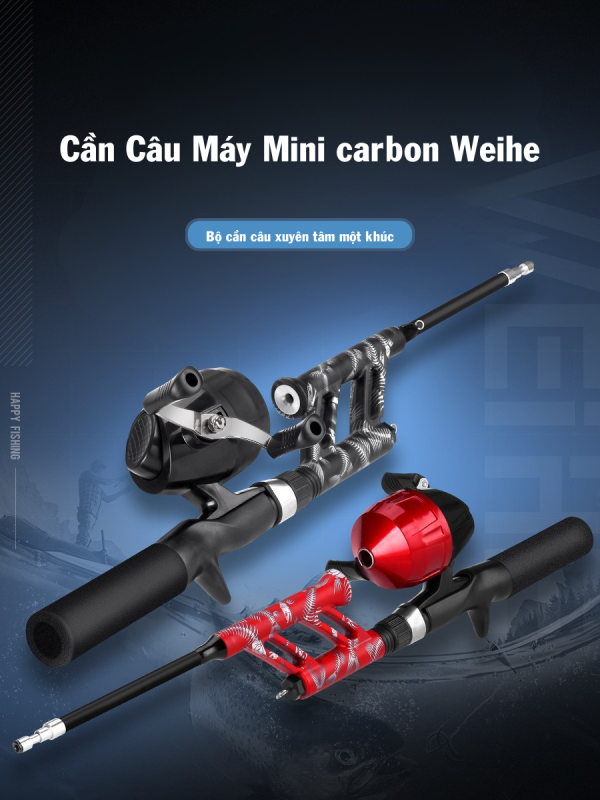 Cần Câu Máy Mini carbon Weihe - Siêu Nhẹ, Thiết Kế Độc Đáo