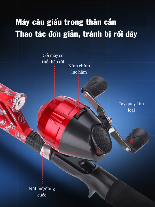 Cần Câu Máy Mini carbon Weihe - Siêu Nhẹ, Thiết Kế Độc Đáo - Ảnh 4