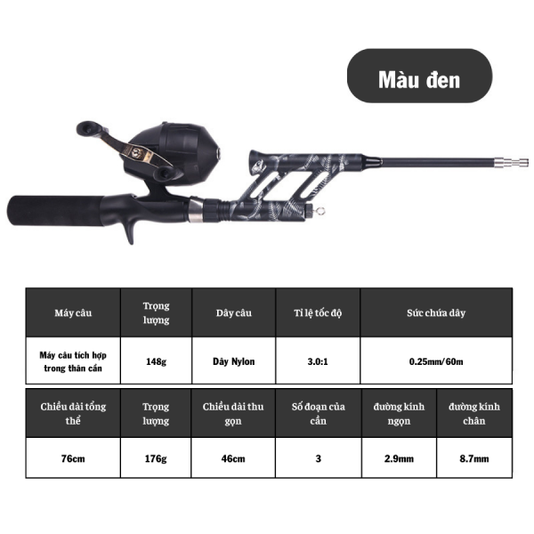 Cần Câu Máy Mini carbon Weihe - Siêu Nhẹ, Thiết Kế Độc Đáo - Ảnh 8
