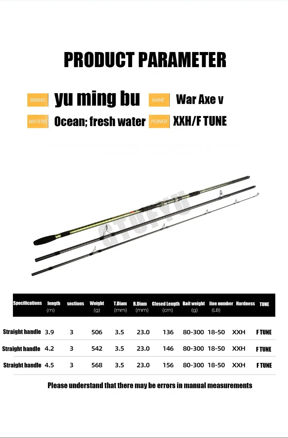 CẦN CÂU SURF ZHAN FU-V 3 KHÚC LAM PHONG – CARBON 40T - Ảnh 8