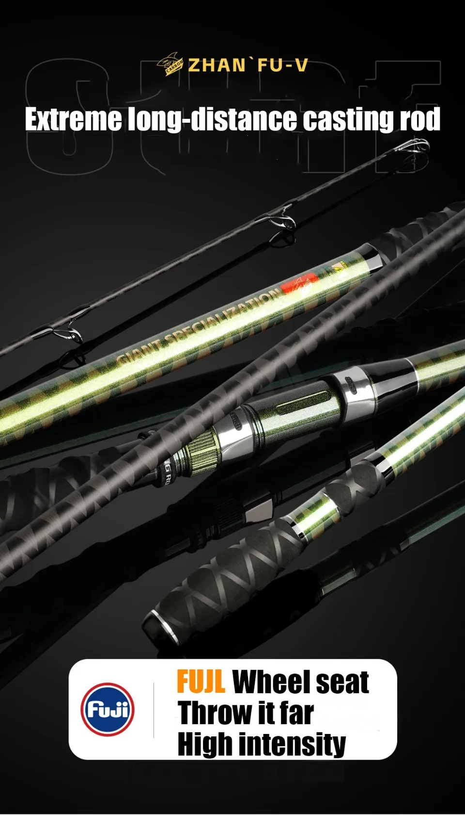 CẦN CÂU SURF ZHAN FU-V 3 KHÚC LAM PHONG – CARBON 40T - Ảnh 10